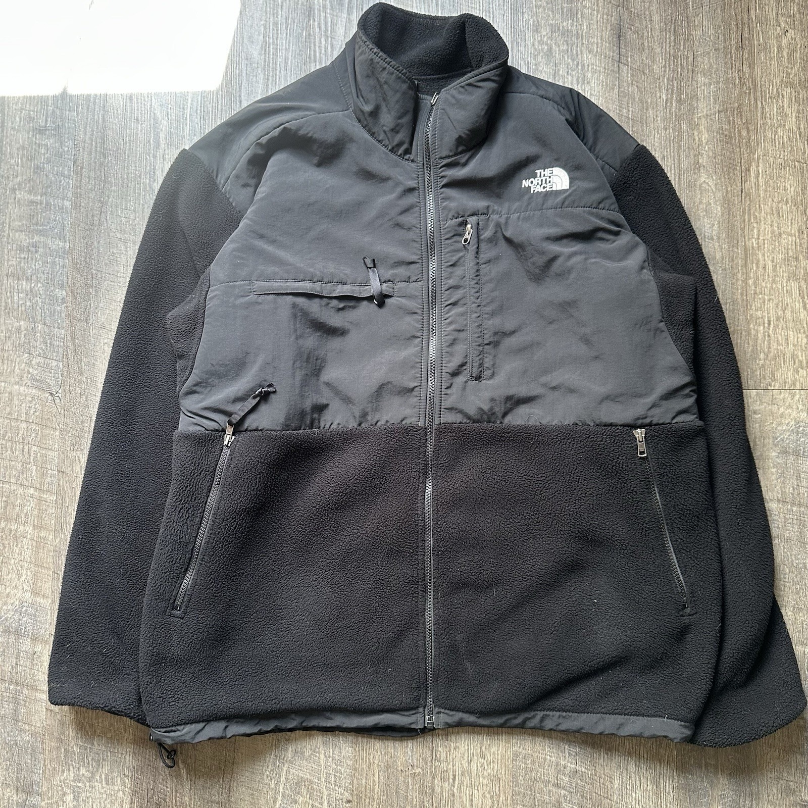 The North Face Denali Jacket Mens Xxl Gray Black Polartec Fleece Full Zip